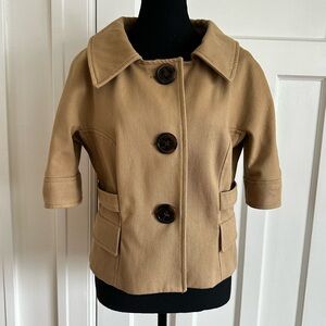 Chic ZARA Basic Camel Cotton Short Sleeve Jacket